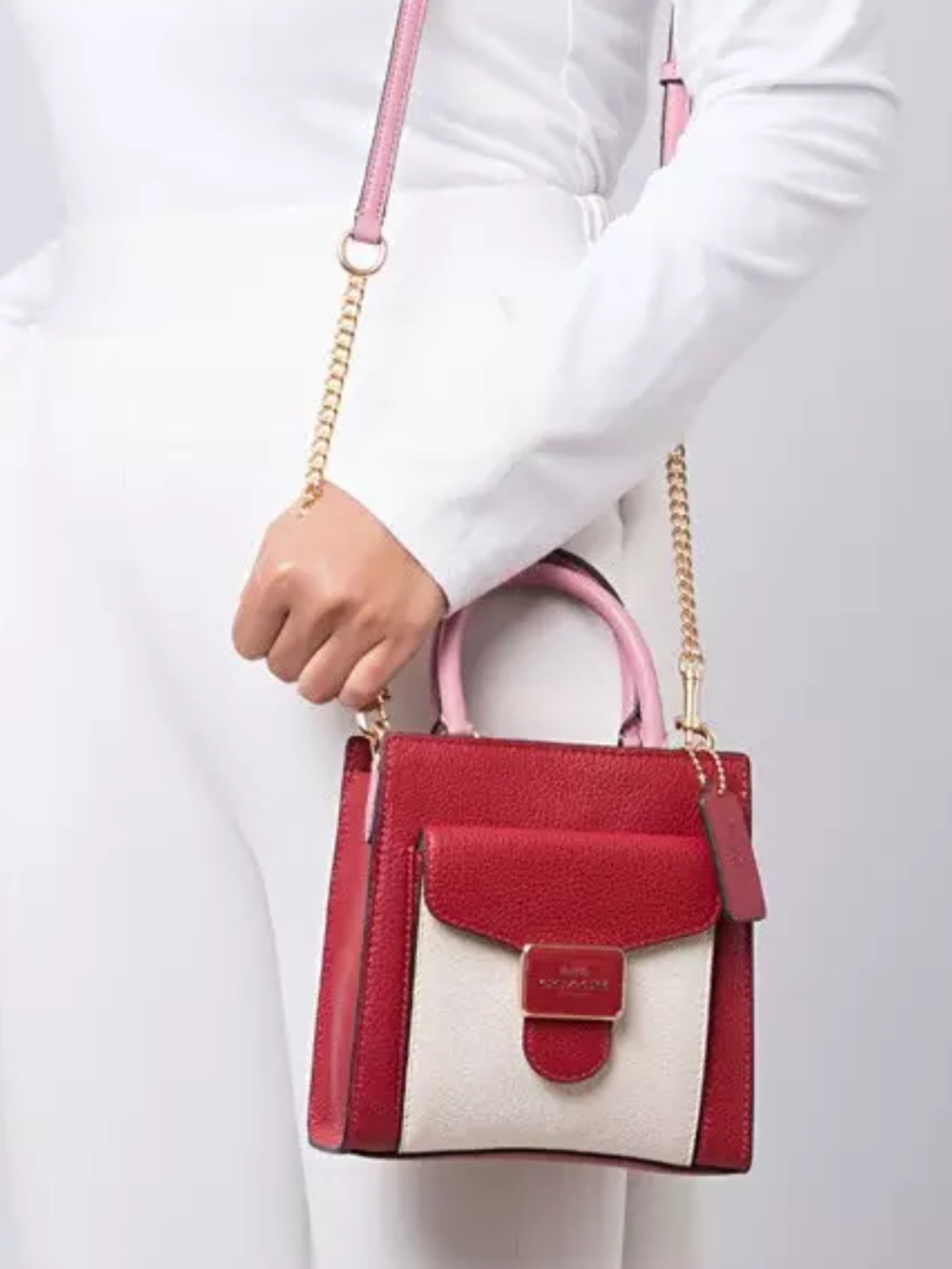 NWT coach Colorblock pepper mini handbag crossbody red multi C6994